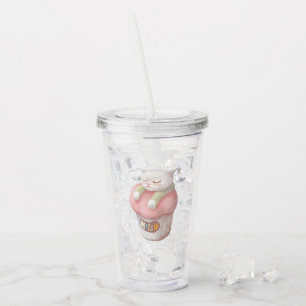 I Miss You: Kawaii Sleeping Cat Cupcake Art Acrylic Tumbler