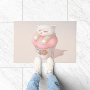 I Miss You: Kawaii Sleeping Cat Cupcake Art Doormat