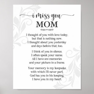 I Miss You Mom Poem Poster