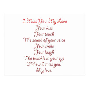 Missing You Poem Postcards No Minimum Quantity Zazzle