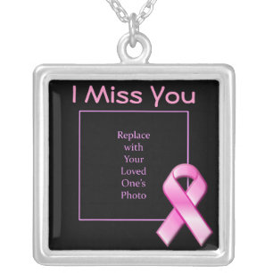 "I Miss You" Pink Ribbon Pendant