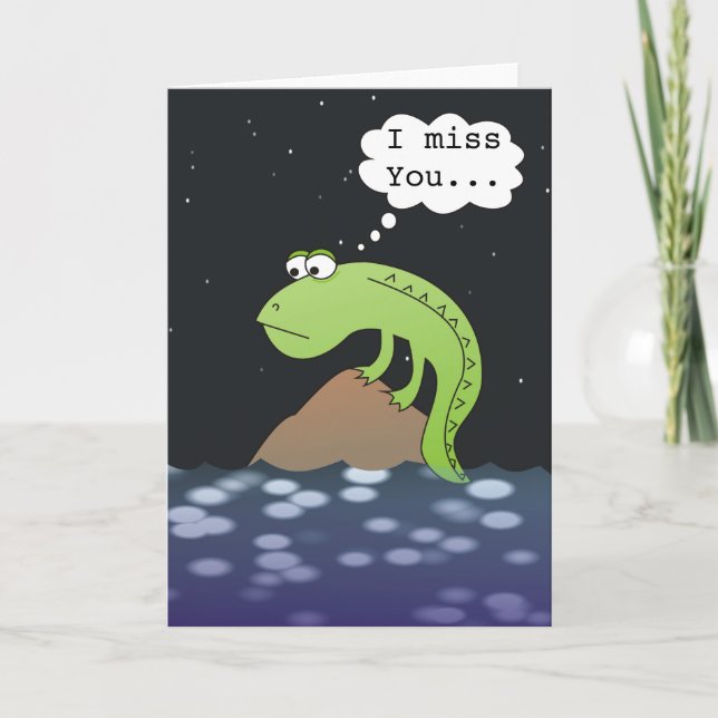I miss You Sad Lizard Greeting Cards (Front)