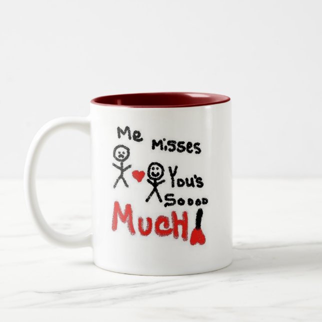 I Miss You So Much Cartoon Two-Tone Coffee Mug (Left)
