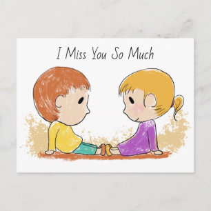 I Miss You So Much Cute Postcard