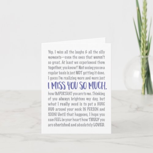 I Miss You So Much Typography Message Card