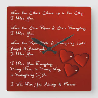 I Miss You Square Wall Clock