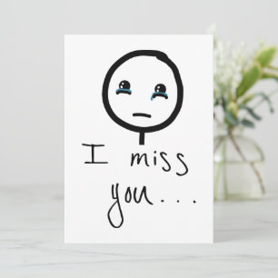 I miss You Stickman sketch, Tears Crying Meme Holiday Card