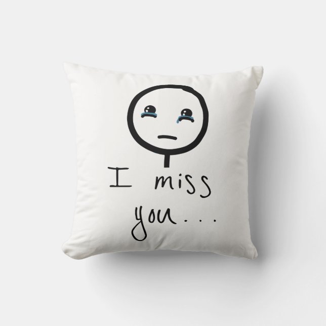 I miss You Stickman sketch, Tears Crying Meme Throw Pillow (Front)
