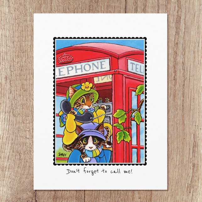 I miss You Telephone Funny Cat Custom Postcard (Creator Uploaded)