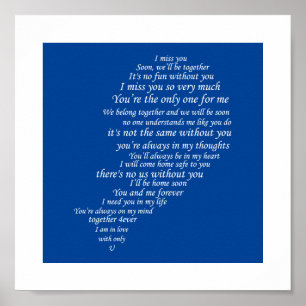 I Miss You Text in Half of Heart Poster