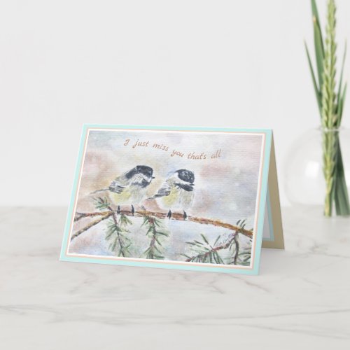 I Miss You Thinking of you Cute Birds Holiday Card
