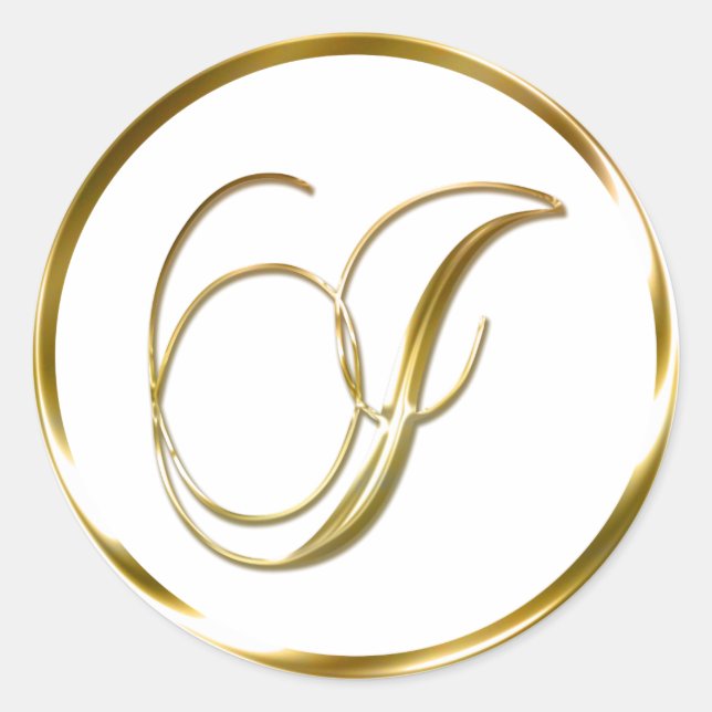 I Monogram Faux Gold Envelope Or Favor Seal (Front)