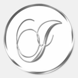 I Monogram Faux Silver Envelope Or Favor Seal