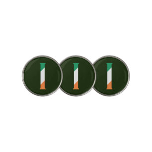 I Monogram overlaid on Irish Flag bmcnt Golf Ball Marker