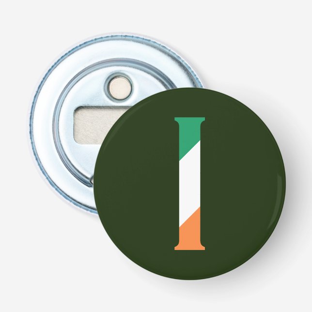 I Monogram overlaid on Irish Flag bot Bottle Opener (Front)