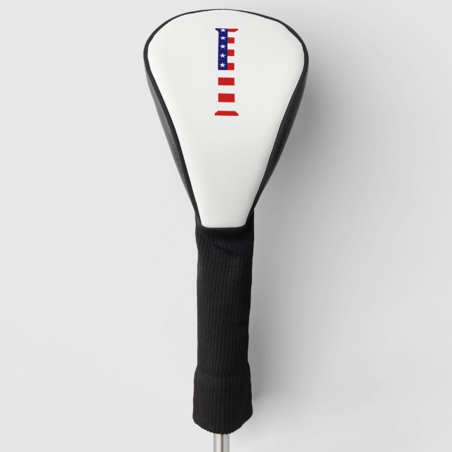 I Monogram overlaid on USA Flag dct Golf Head Cover (Front)