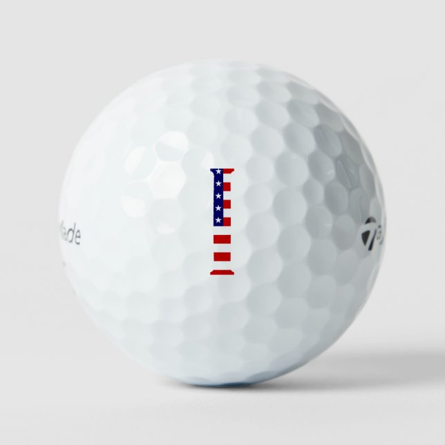 I Monogram overlaid on USA Flag tmtp5 gbcnt Golf Balls (Front)