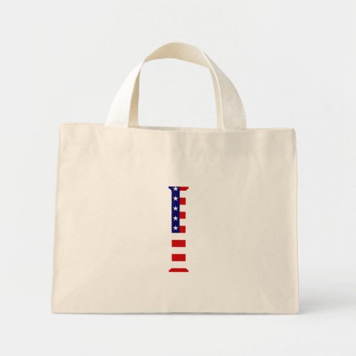 I Monogram overlaid on USA Flag ttcnt Mini Tote Bag