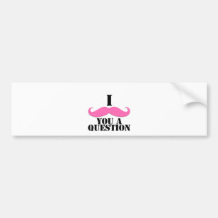 I Moustache You A Question Pink Moustache Bumper Sticker