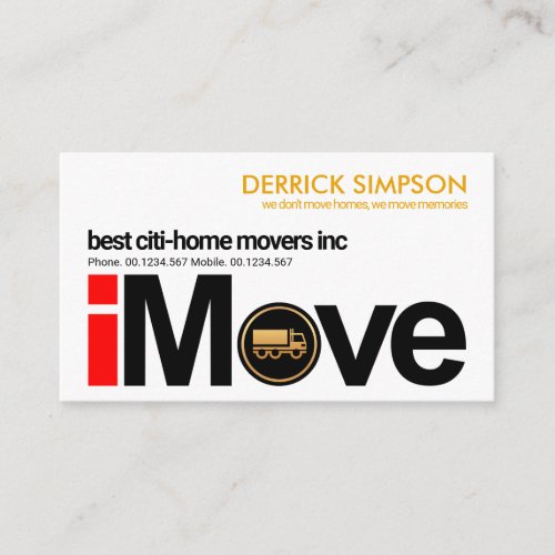 I Move Signage Gold Truck Logistics Driver Business Card