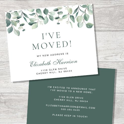 I Moved Eucalyptus Greenery Moving Announcement