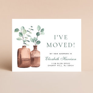 I Moved Eucalyptus Watercolor Moving Announcement Postcard