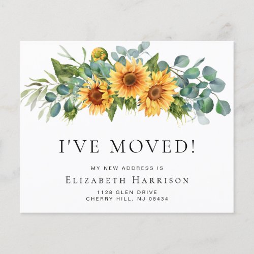 I Moved Sunflower Eucalyptus Moving Announcement
