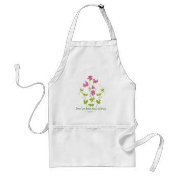 I Must Have Flowers Claude Monet Quote Sweet Pea Adult Apron by countrymousestudio at Zazzle
