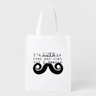 I Mustache Fun Humor Grocery Bag