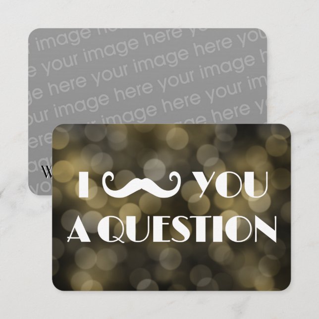 I Mustache You A Question Bokeh Lights Invitations (Front/Back)