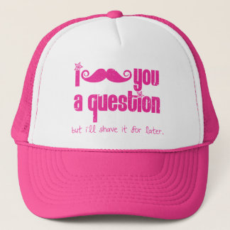 I mustache you a question (distressed) trucker hat