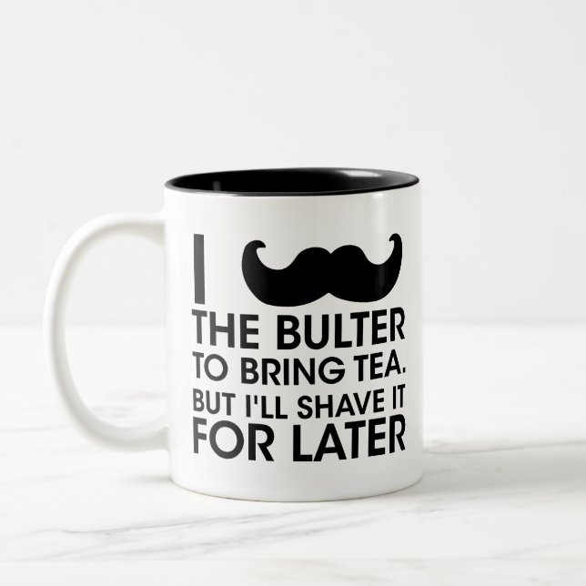I Mustache You a Question, Mustache humor Gift Fun Two-Tone Coffee Mug (Left)