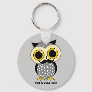I mustache you a question owl keychain