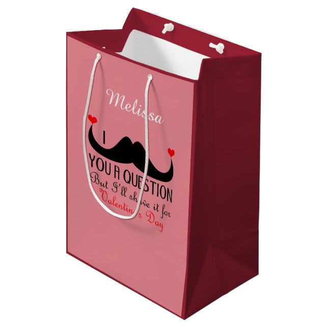 I mustache you a question Valentine's day Medium Gift Bag (Front Angled)