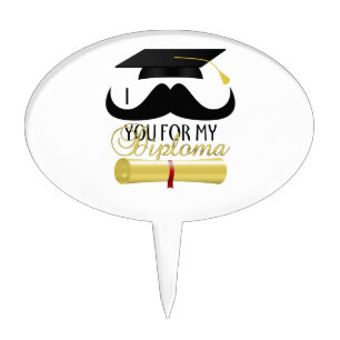 I mustache you for my Diploma with Graduation cap Cake Topper