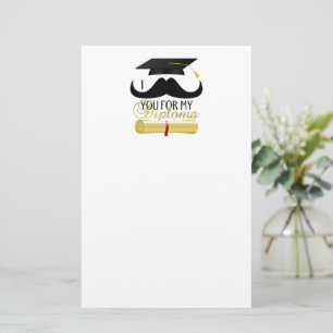 I mustache you for my Diploma with Graduation cap Stationery