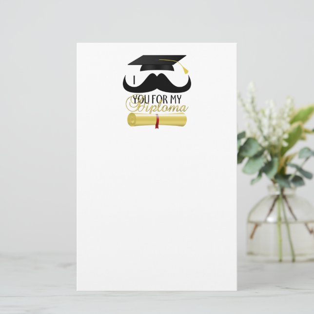 I mustache you for my Diploma with Graduation cap Stationery (Standing Front)