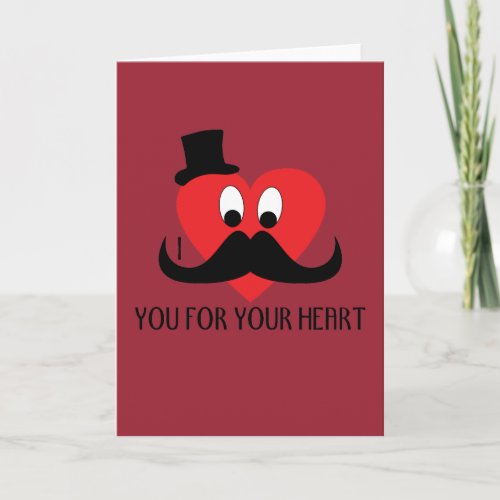 I mustache you for your heart Valentines day Red Holiday Card