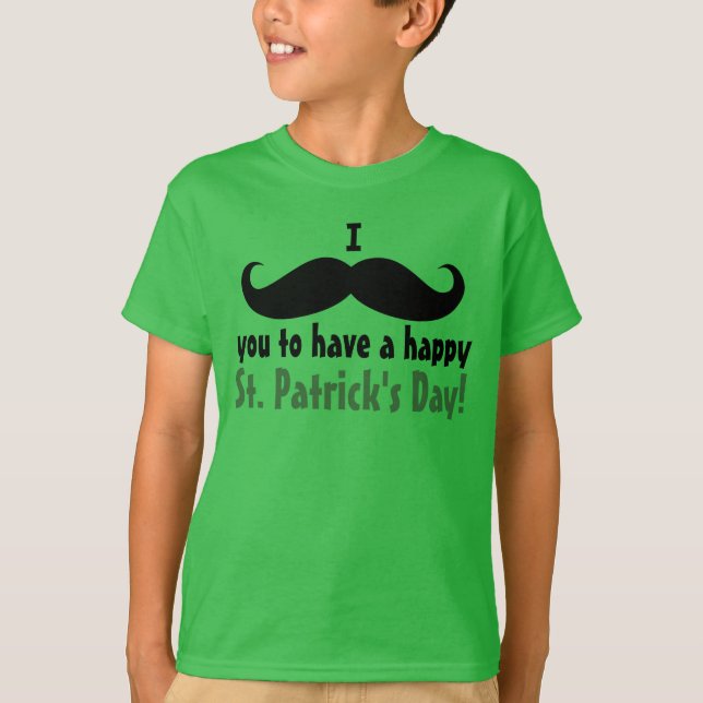 I Mustache You Happy St. Patrick's Day Kid's Shirt (Front)