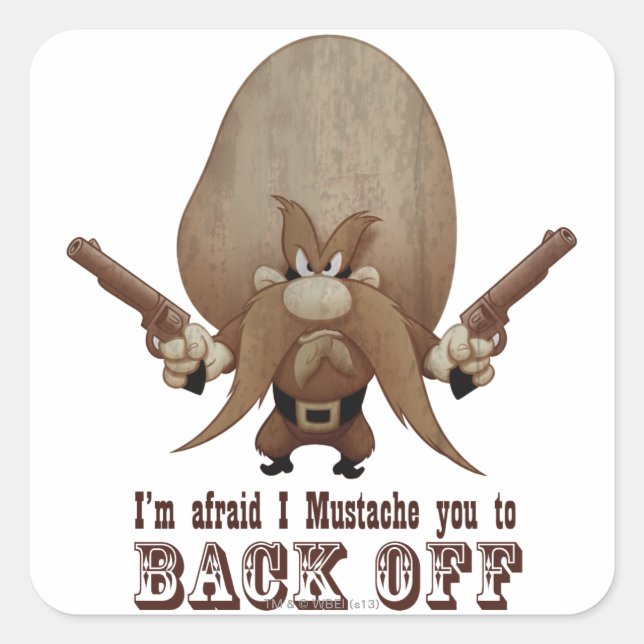 I Mustache You To Back Off Square Sticker (Front)