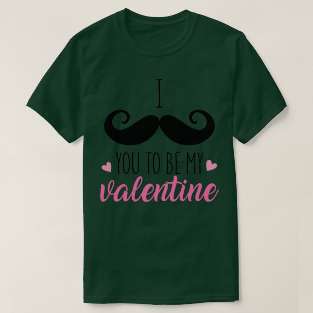 I mustache you to be my valentine pink hearts T-Shirt (Design Front)