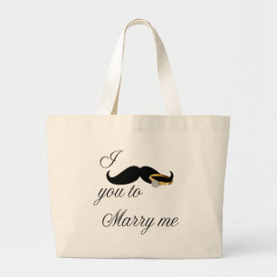 I Mustache you -to Marry Me Large Tote Bag