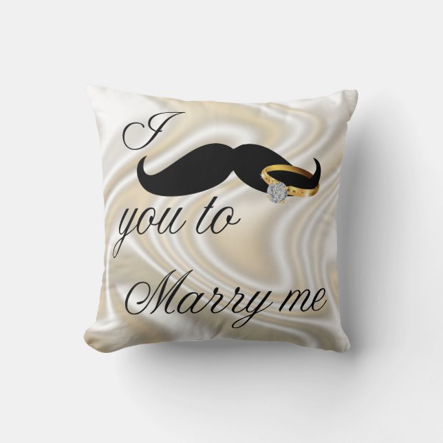 I Mustache you -to Marry Me Throw Pillow (Front)
