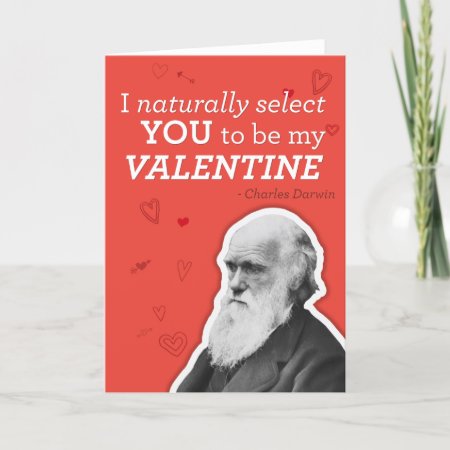 I Naturally Select You To Be My Valentine - Darwin Holiday Card