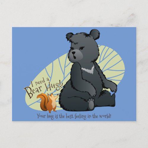 I need a bear hug postcard