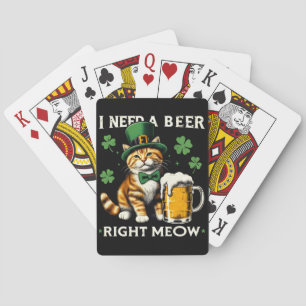 I Need A Beer Right Meow Cat St. Patrick's Day Poker Cards