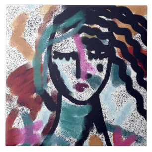 I Need a Vaca Abstract Digital Painting  Ceramic Tile