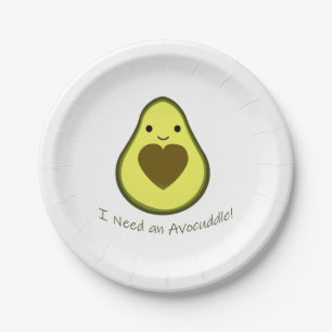 I Need an Avocuddle Cute Kawaii Avocado Paper Plates