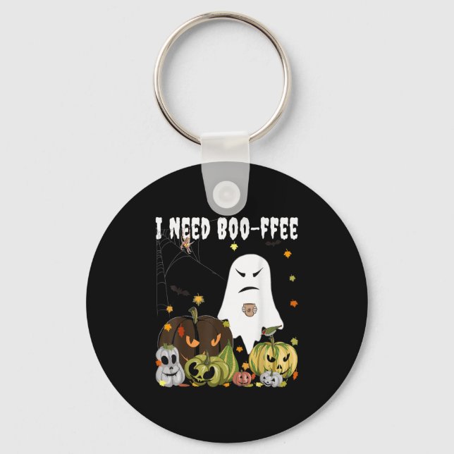 I Need Boo-ffee Ghost Jack-o-lantern Coffee Lover  Keychain (Front)