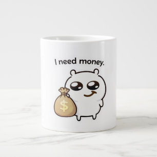 I Need Money Meme Sticker – Funny Relatable Cute Giant Coffee Mug